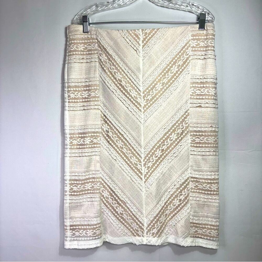 NWT Calvin Klein Cream Lace Pencil Skirt Size Large PP0819